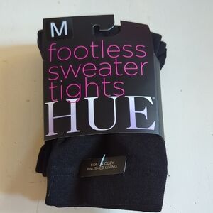 New HUE Black Footless Sweater Tights Medium
